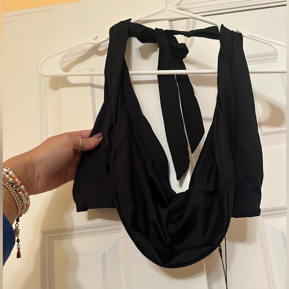 Halter top with cowl neck